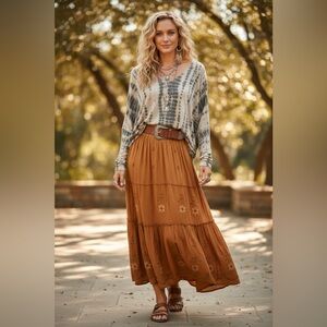 Enti Long Sleeve Super Soft Boho Hippie Tiedye Large Sweater Rayon